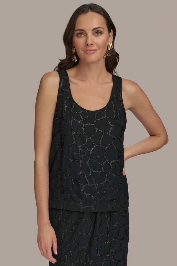 donna karan SHELL WITH SEQUIN DETAIL Black