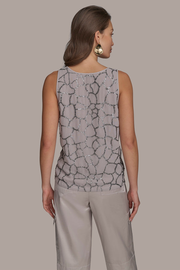 Donna Karan SHELL WITH SEQUIN DETAIL CLAY