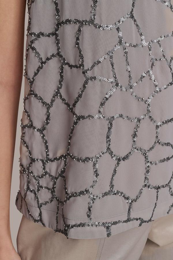 Donna Karan SHELL WITH SEQUIN DETAIL CLAY
