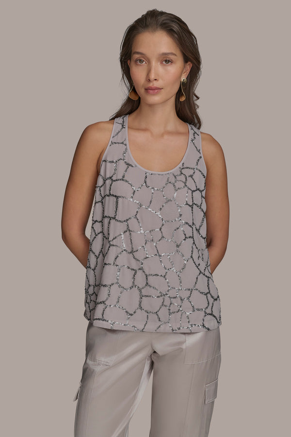 donna karan SHELL WITH SEQUIN DETAIL CLAY