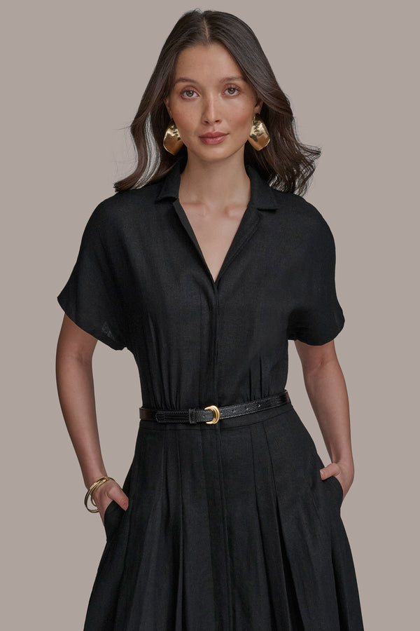 Donna Karan SHIRT DRESS WITH BELT Black