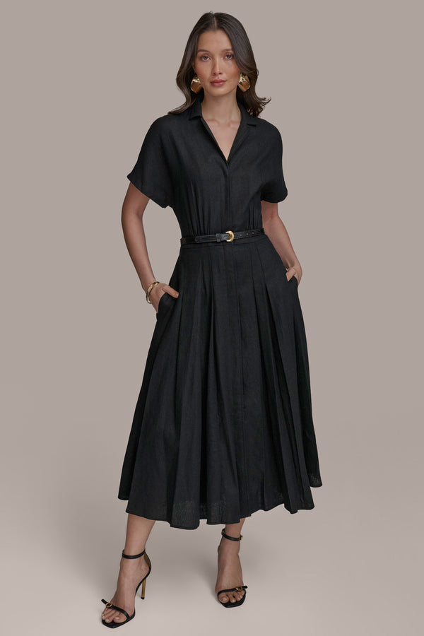 donna karan SHIRT DRESS WITH BELT Black
