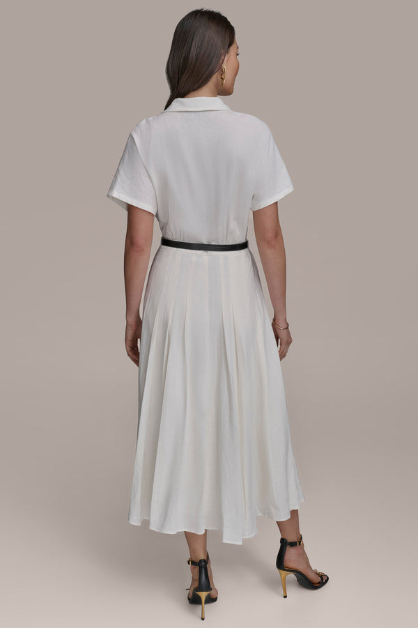 Donna Karan SHIRT DRESS WITH BELT Cream
