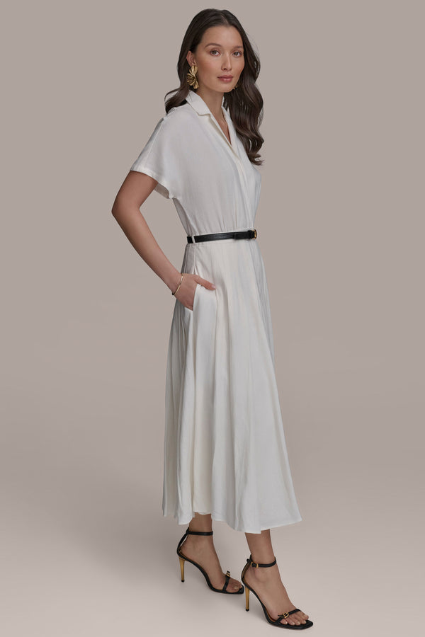 Donna Karan SHIRT DRESS WITH BELT Cream