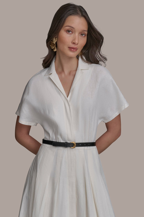 Donna Karan SHIRT DRESS WITH BELT Cream