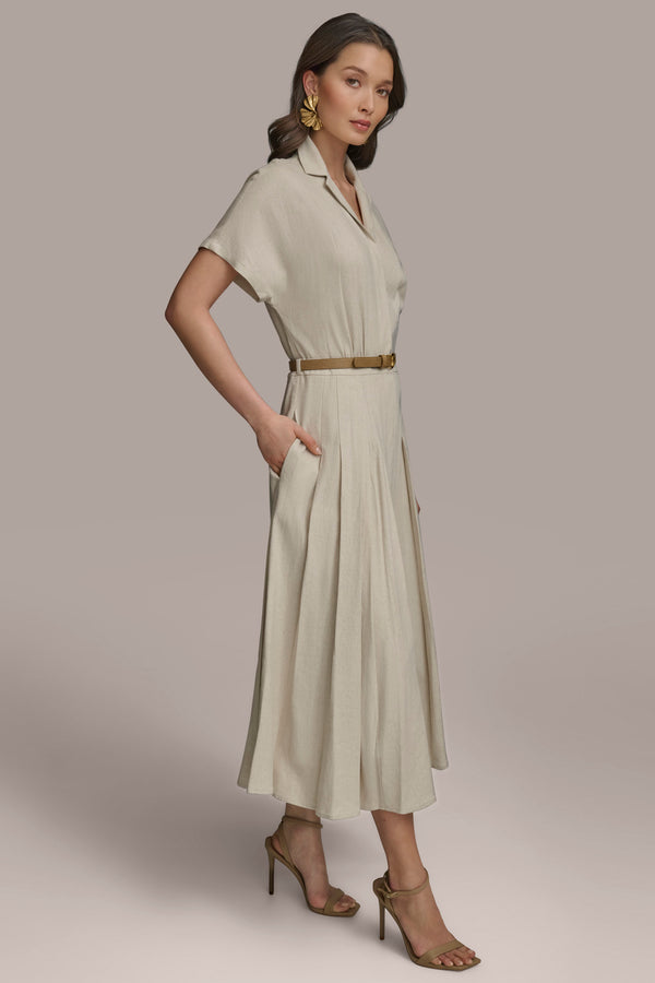 Donna Karan SHIRT DRESS WITH BELT NATURAL