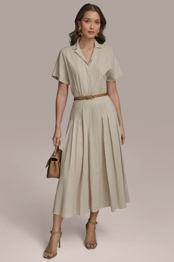 donna karan SHIRT DRESS WITH BELT NATURAL