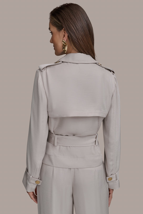 Donna Karan SHORT JACKET WITH TIE BELT TUSCAN GREY