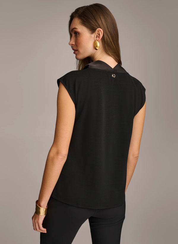 Donna Karan SLEEVELESS COWL NECK TOP Black