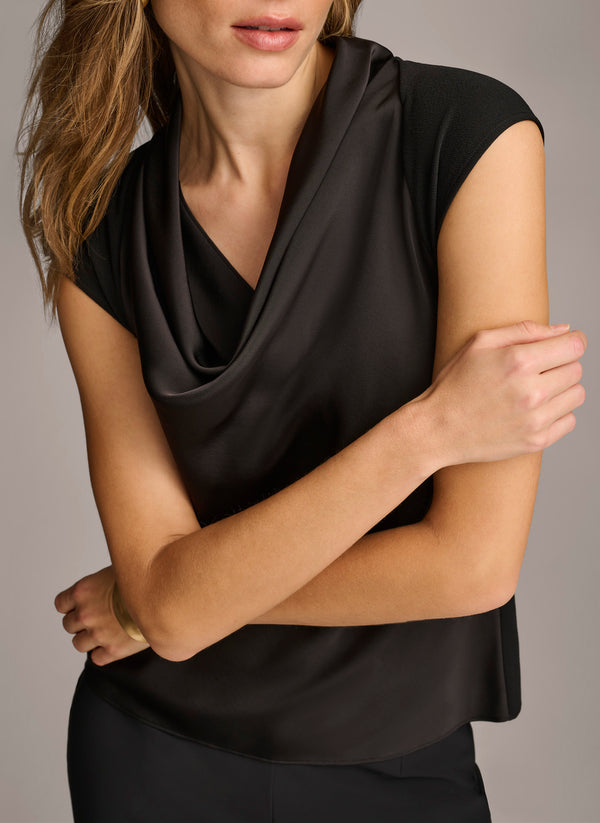 Donna Karan SLEEVELESS COWL NECK TOP Black
