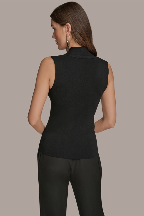 Donna Karan SLEEVELESS V-NECK SWEATER Black