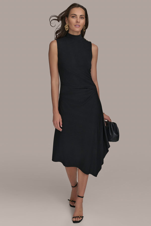 donna karan SLEEVELESS WITH RUFFLE & SHOULDER Black