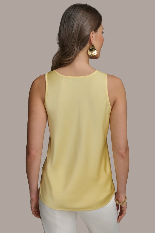 Donna Karan SOLID SLEEVELESS SHELL PANNA COTTA