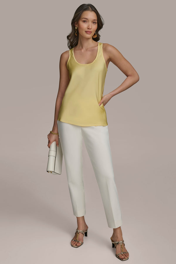 Donna Karan SOLID SLEEVELESS SHELL PANNA COTTA