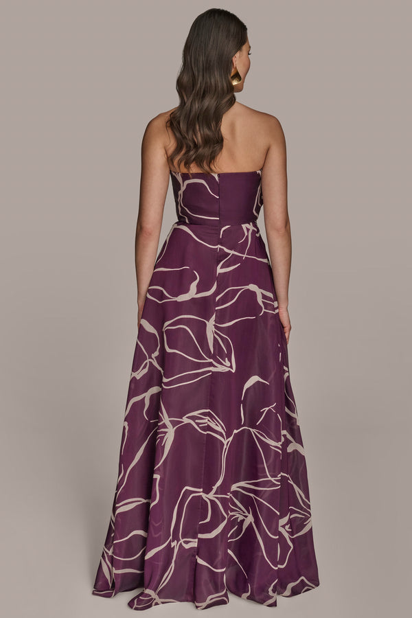 Donna Karan STRAPLESS BALL GOWN Prune/Light Canvas
