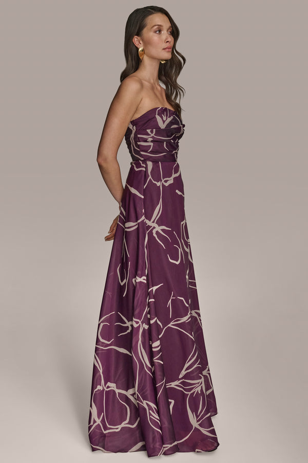 Donna Karan STRAPLESS BALL GOWN Prune/Light Canvas