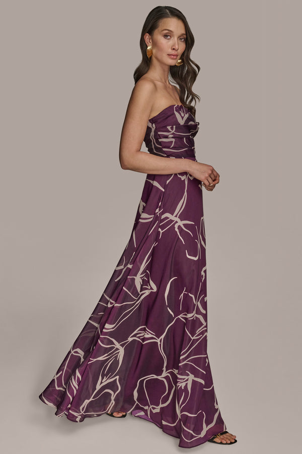 Donna Karan STRAPLESS BALL GOWN Prune/Light Canvas