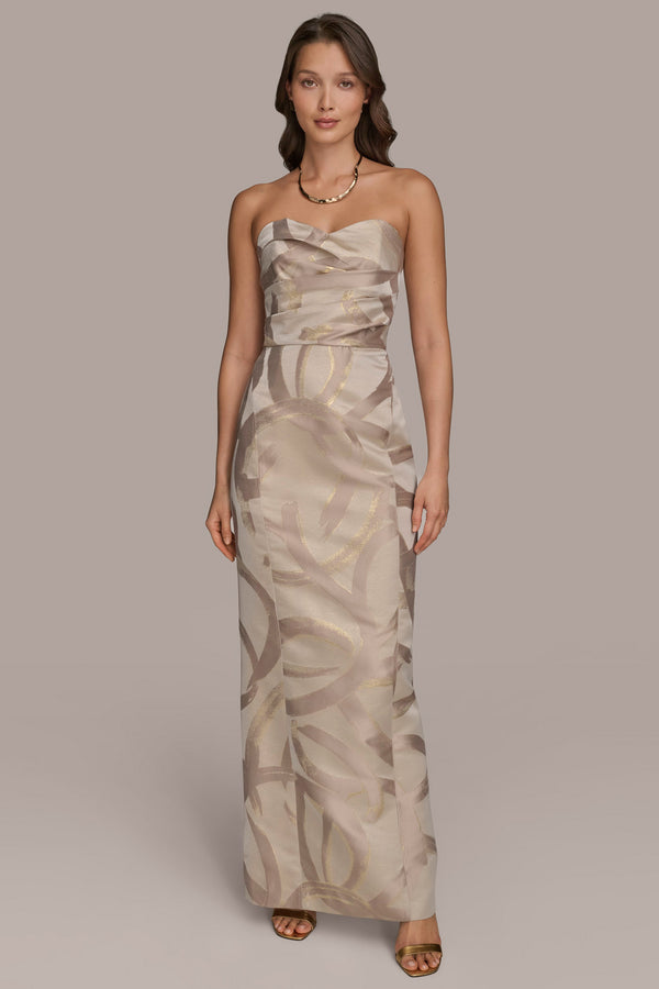 donna karan STRAPLESS GATHERED GOWN Sand/Gold