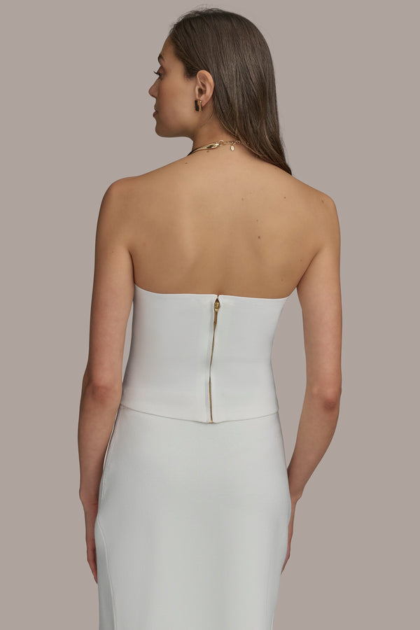 Donna Karan SWEATER BANDEAU TOP CREAM