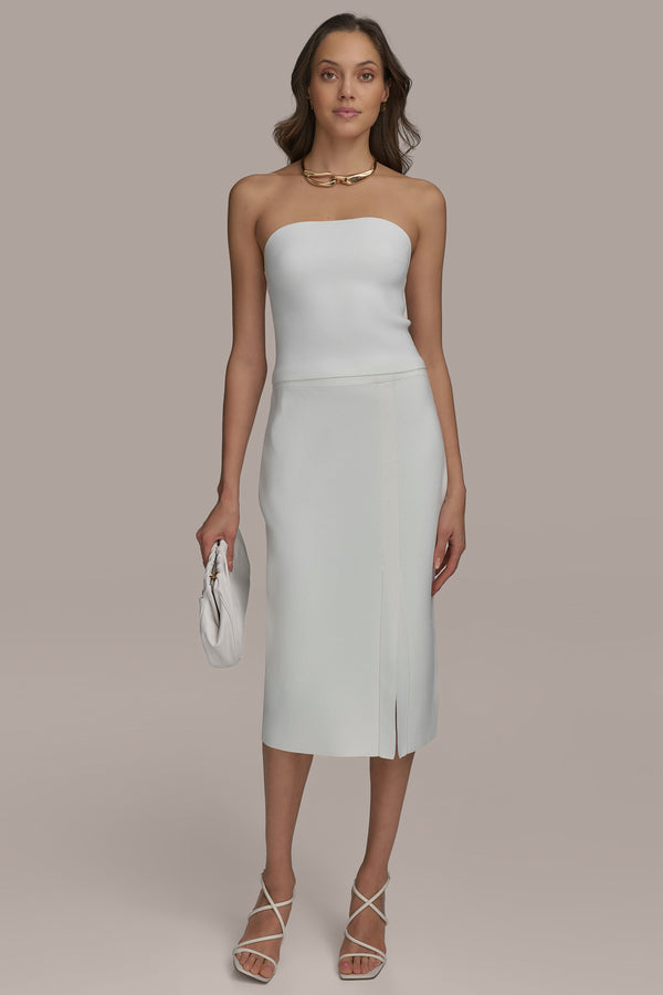 Donna Karan SWEATER BANDEAU TOP CREAM