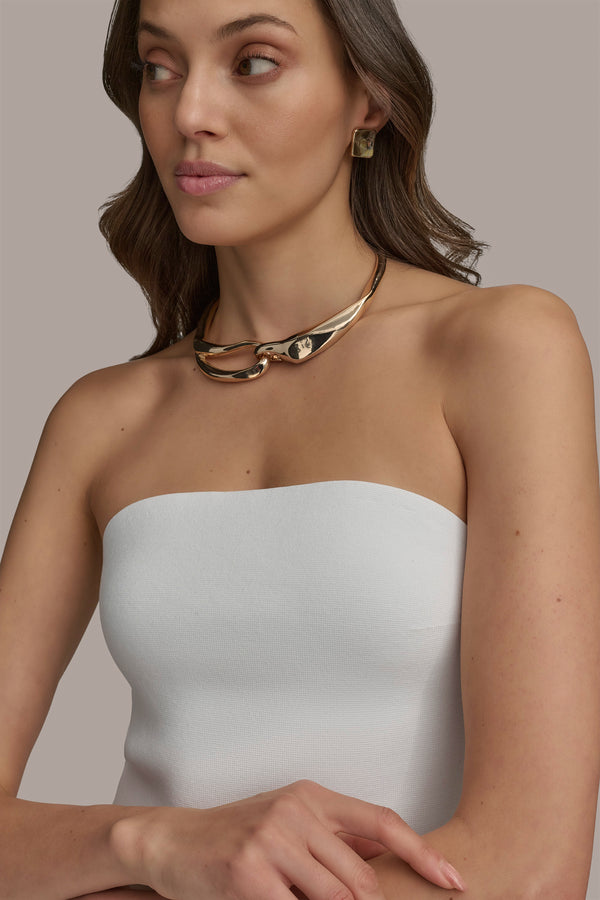 Donna Karan SWEATER BANDEAU TOP CREAM