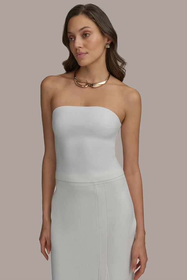donna karan SWEATER BANDEAU TOP CREAM