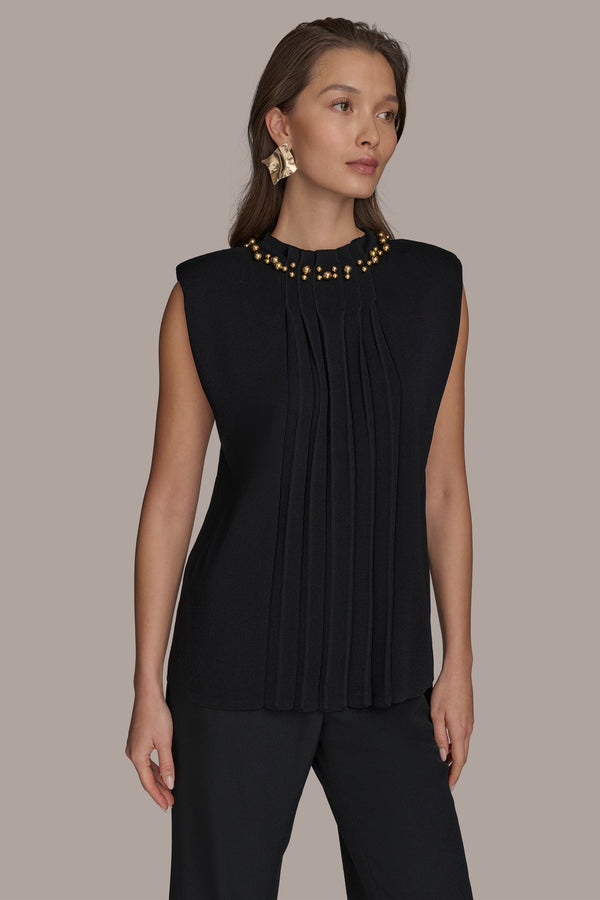 donna karan SWEATER WITH BEADING Black