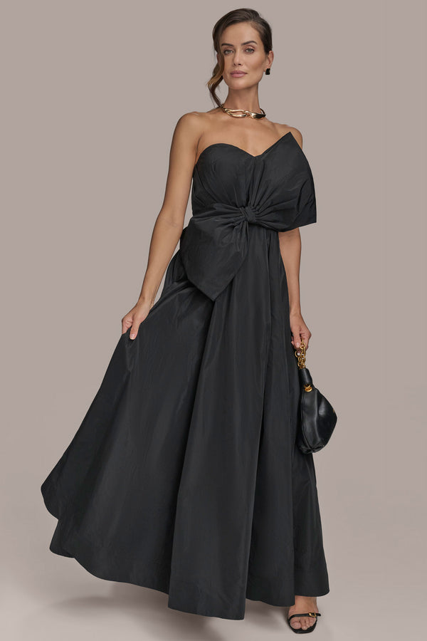 donna karan TAFFETA BALLGOWN WITH BOW Black