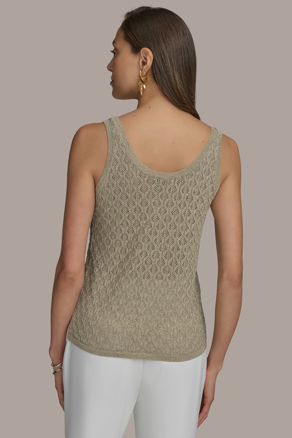 Donna Karan TEXT STITCH SWEATER CREAM/GOLD