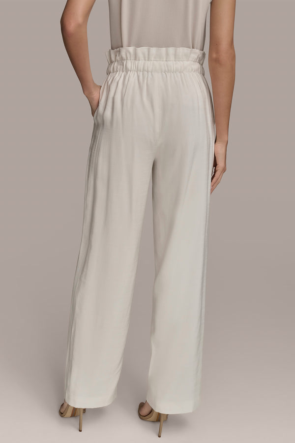 Donna Karan TIE-FRONT STRAIGHT LEG PANT Cream
