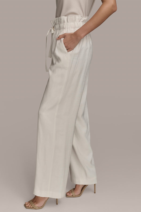 Donna Karan TIE-FRONT STRAIGHT LEG PANT Cream