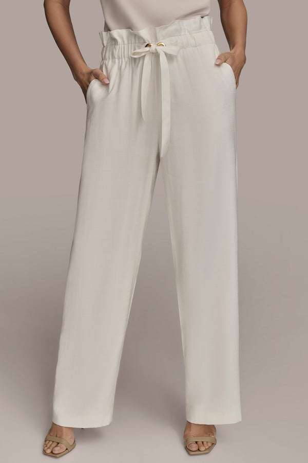 donna karan TIE-FRONT STRAIGHT LEG PANT Cream