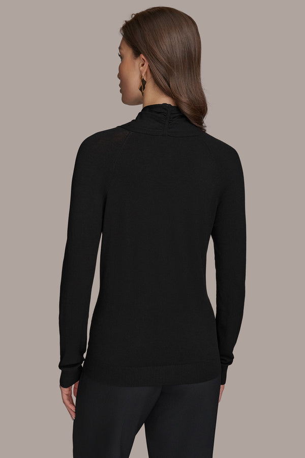Donna Karan TOP WITH HARDWARE AND CUTOUT Black