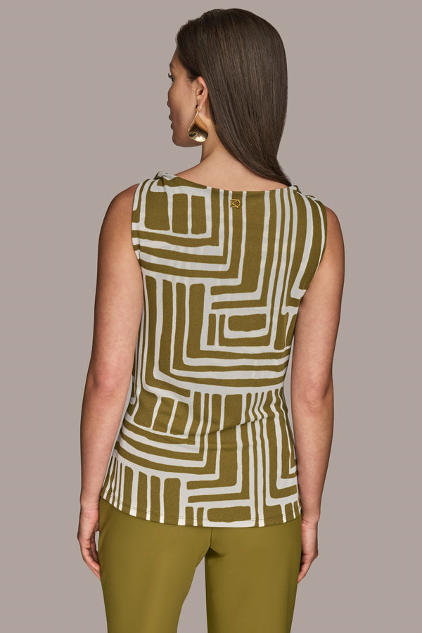 Donna Karan TWIST SHOULDER TOP SMOKY OLIVE/CREAM