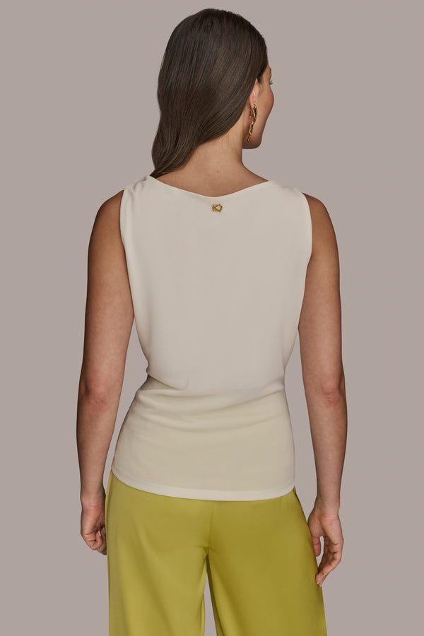 Donna Karan Twist Strap Ruched Tank Cream