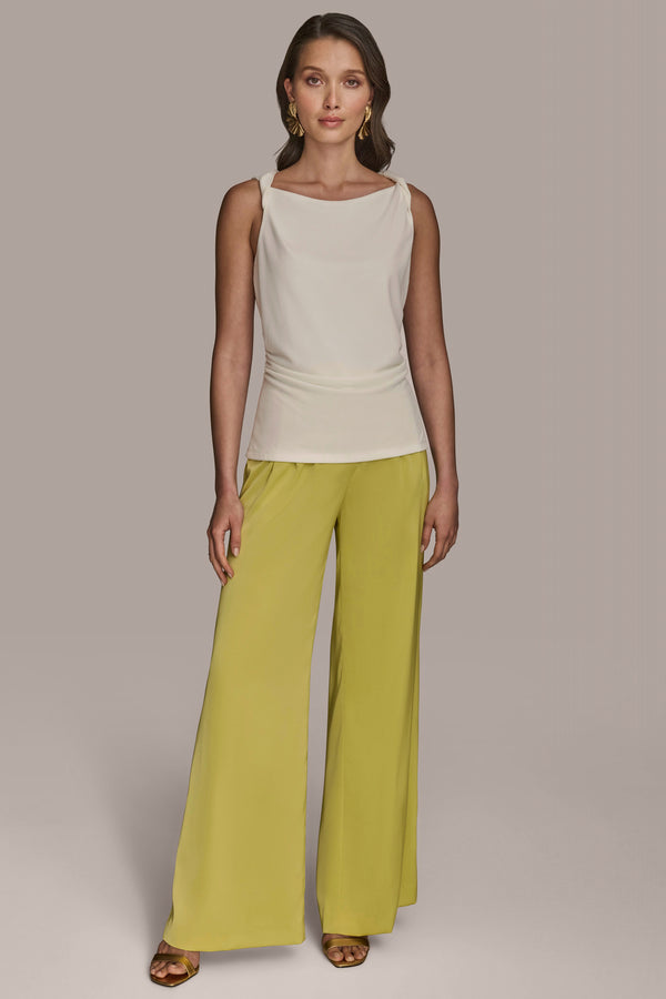 Donna Karan Twist Strap Ruched Tank Cream