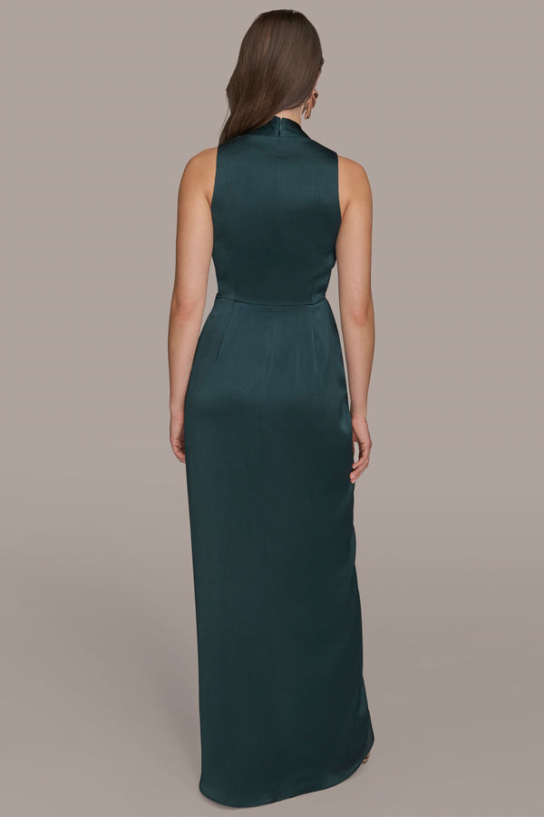 Donna Karan V-NECK MAXI WRAP DRESS HUDSON