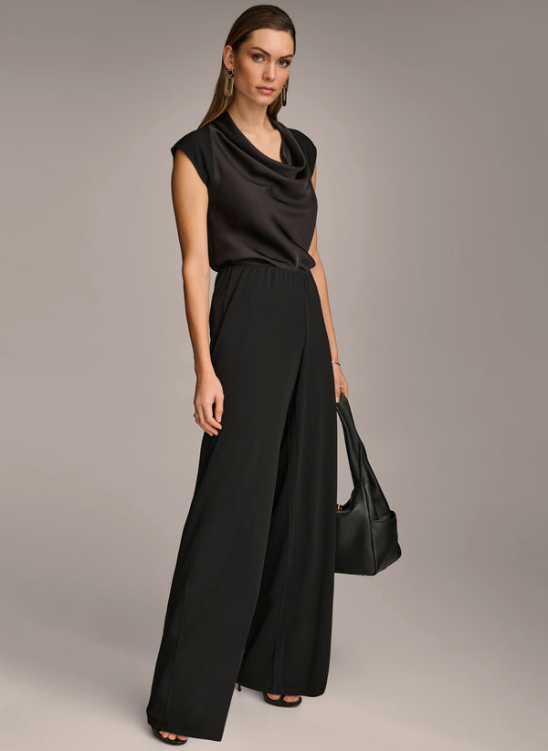 Donna Karan WIDE LEG FLAT FRONT PANT Black