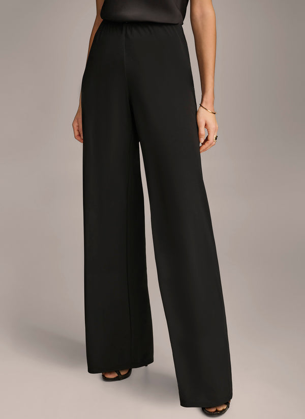 Donna Karan WIDE LEG FLAT FRONT PANT Black