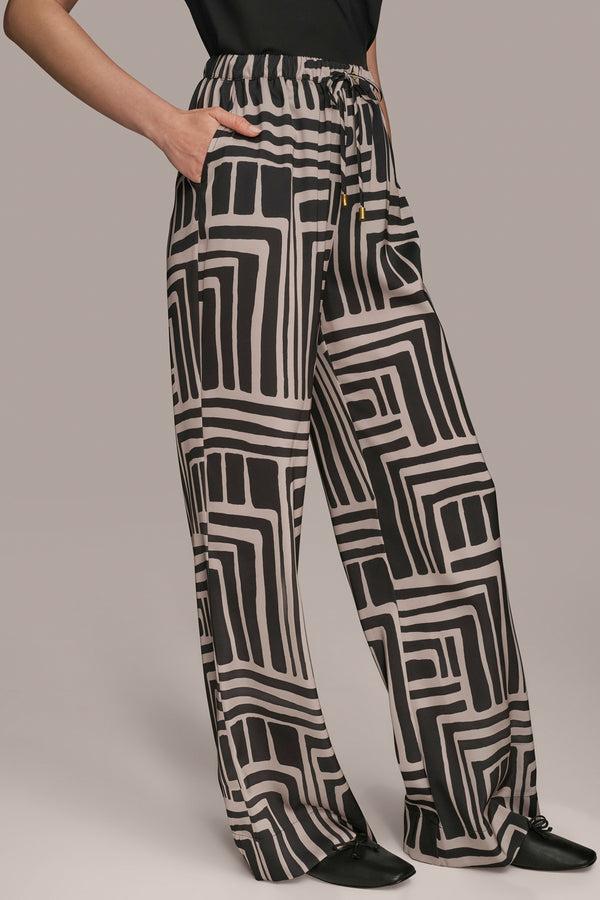 Donna Karan WIDE LEG PANT Black/Sand Combo