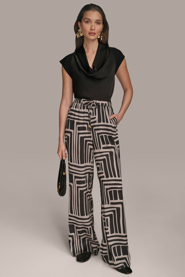 Donna Karan WIDE LEG PANT Black/Sand Combo