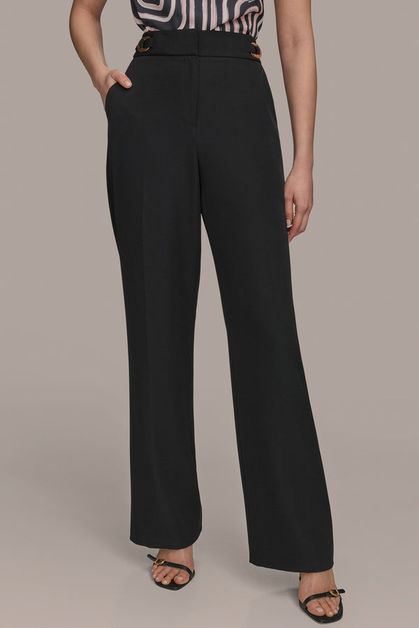 donna karan WIDE LEG PANT WITH HARDWARE Black