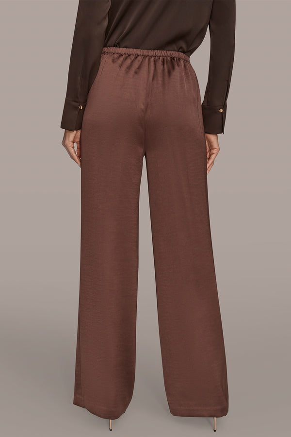 Donna Karan WIDE LEG PULL ON PANT CHOCOLATE PLUM