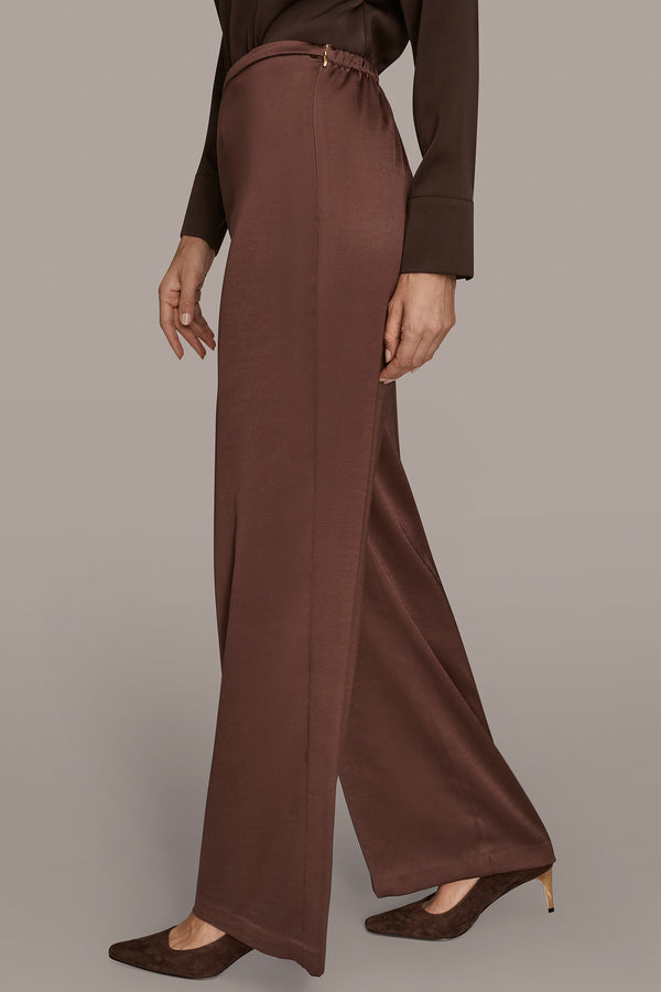 Donna Karan WIDE LEG PULL ON PANT CHOCOLATE PLUM