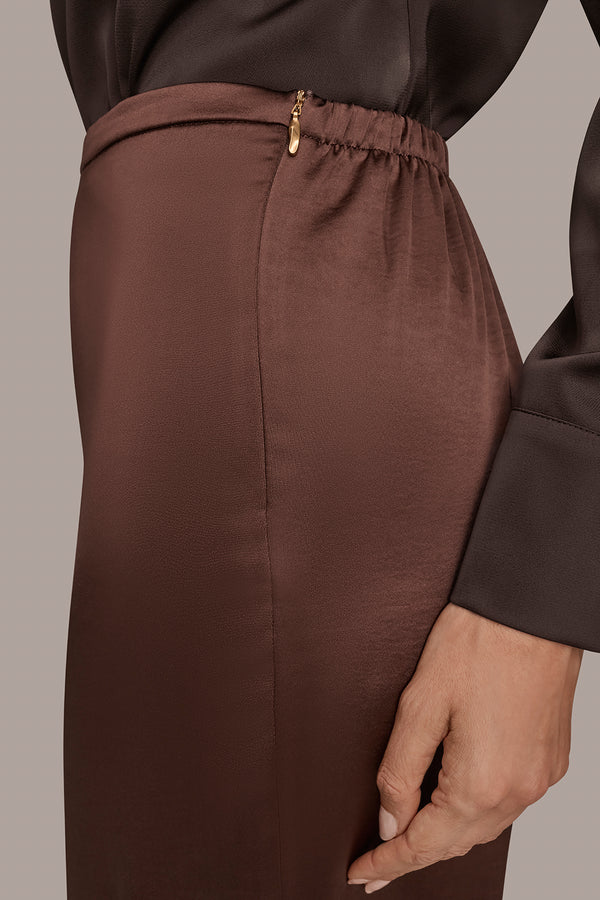 Donna Karan WIDE LEG PULL ON PANT CHOCOLATE PLUM