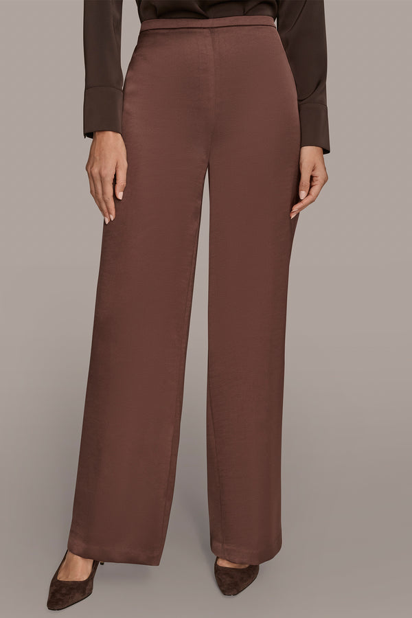 donna karan WIDE LEG PULL ON PANT CHOCOLATE PLUM