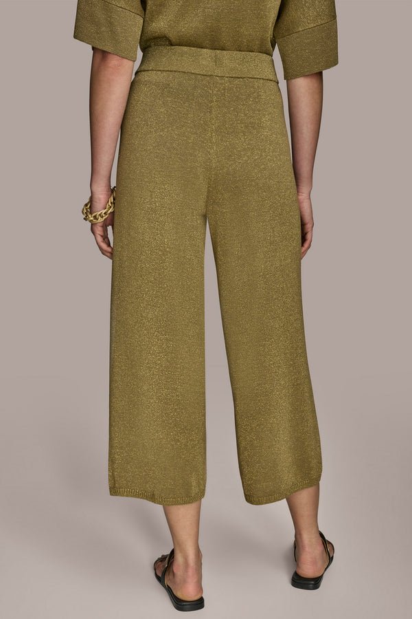 Donna Karan WIDE LEG SHIMMER PANT Smoky Olive/Gold
