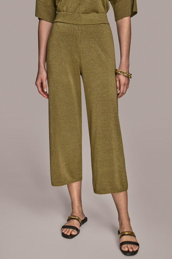 donna karan WIDE LEG SHIMMER PANT Smoky Olive/Gold