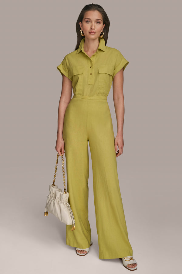 Donna Karan WIDE LEG SOFT PANT Scuffed Citron
