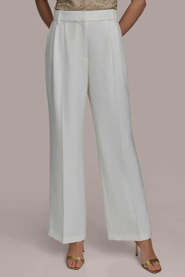 donna karan WIDE PANT WITH PLEATS CREAM